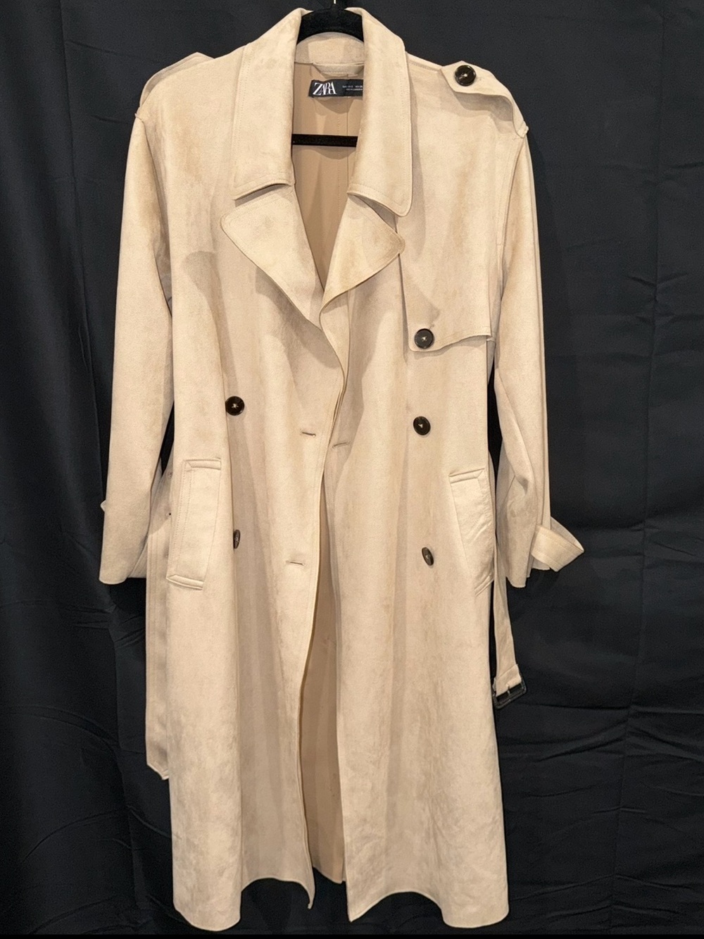 Zara Beige Double-Breasted Trench Coat
